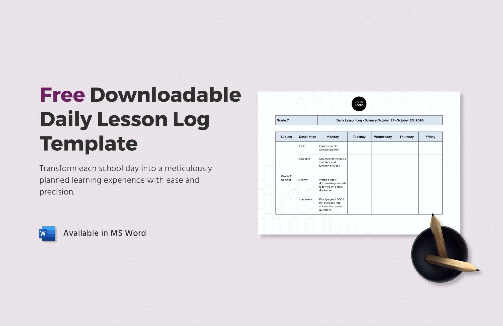 Downloadable Daily Lesson Log Template