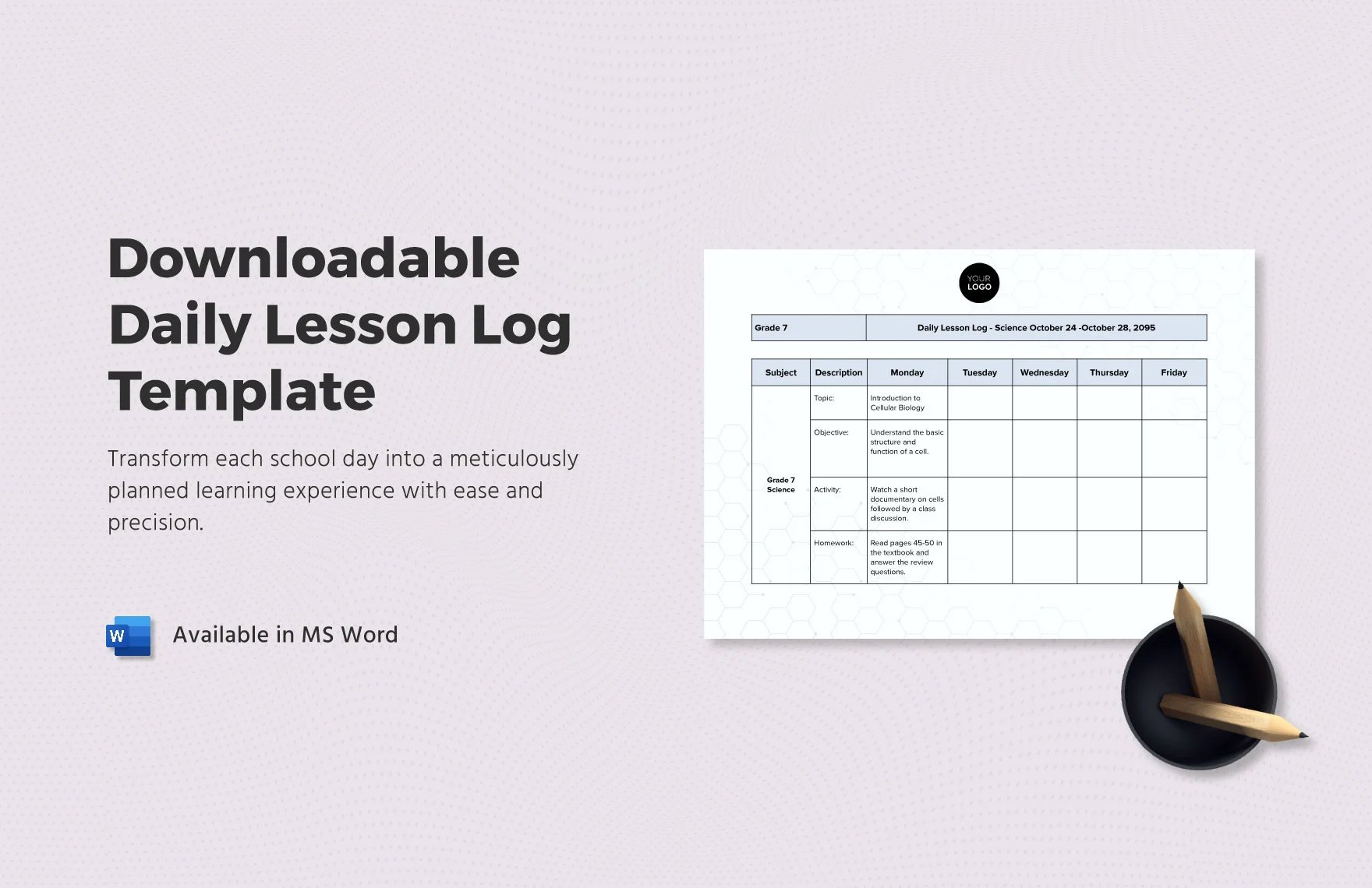 Free Downloadable Daily Lesson Log Template in Word