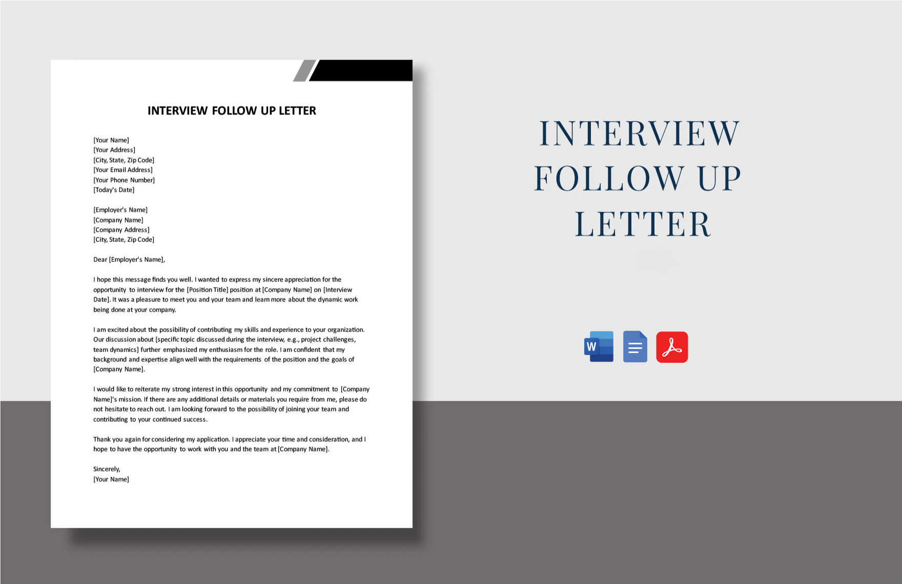 Interview Follow Up Letter in Word, Google Docs, PDF