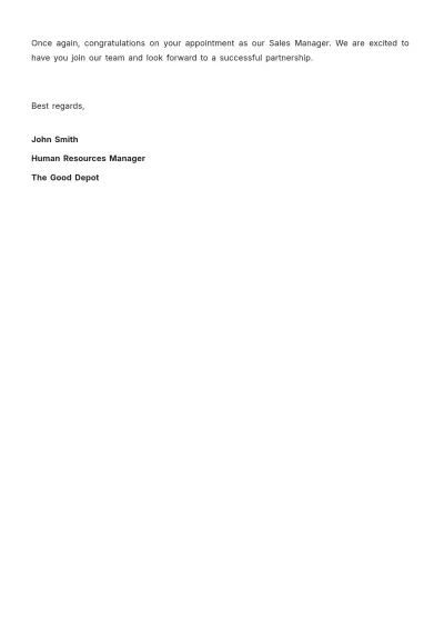 Free Retail Job Offer Letter  Template to Edit Online