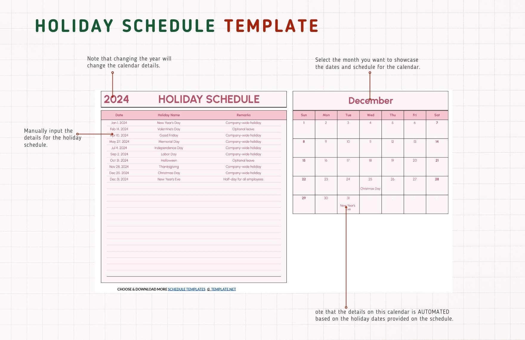 Holiday Schedule Template