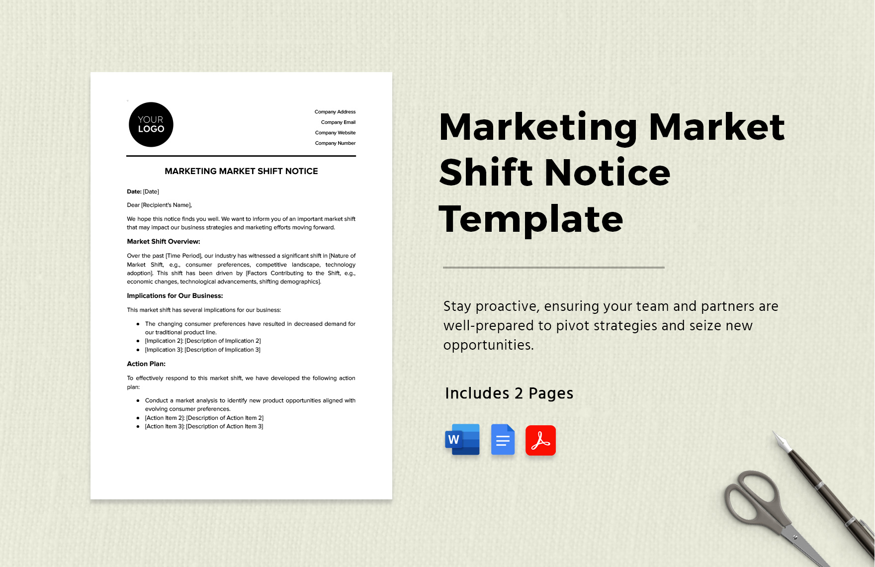 Marketing Market Shift Notice Template in Word, Google Docs, PDF