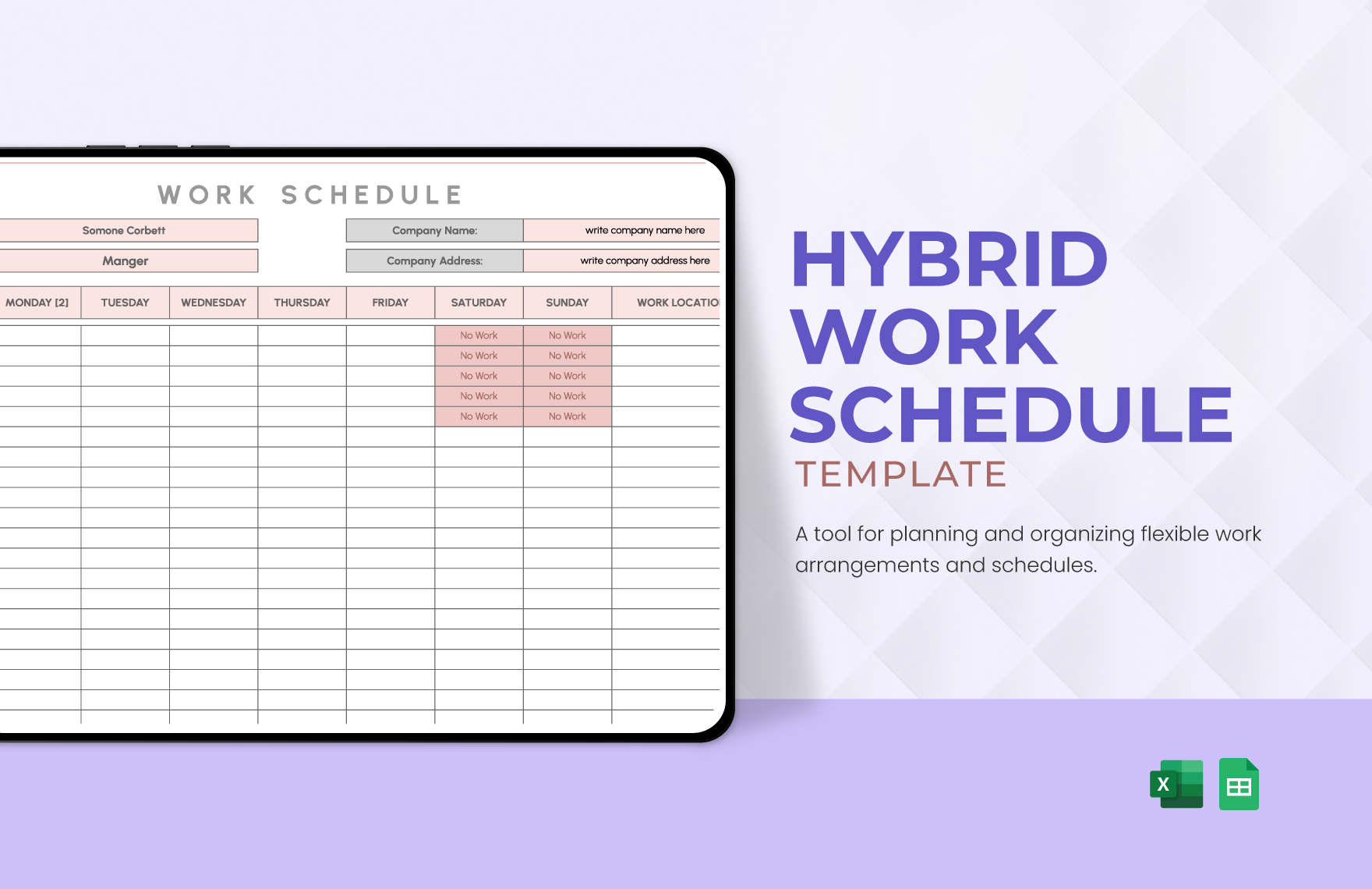 Free Hybrid Work Schedule Template in Excel, Google Sheets