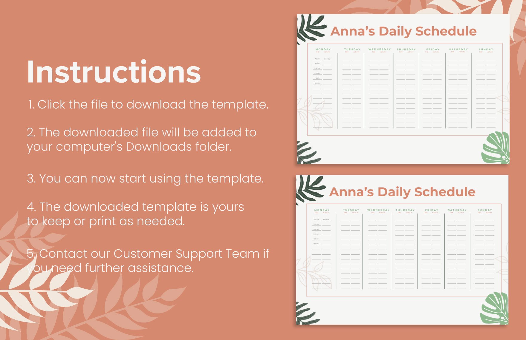 Downloadable Daily Schedule Template