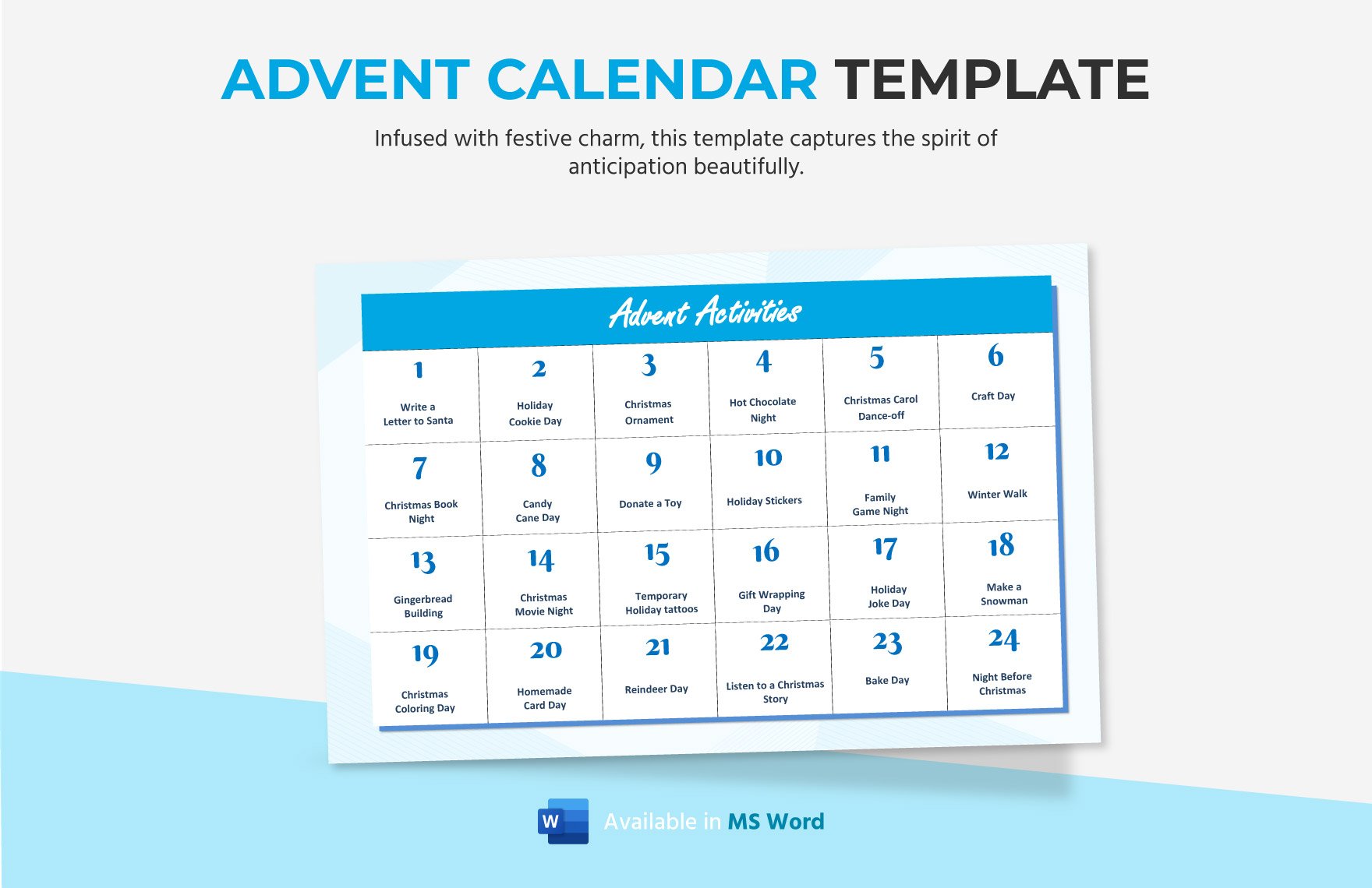 Free Advent Calendar Template in Word