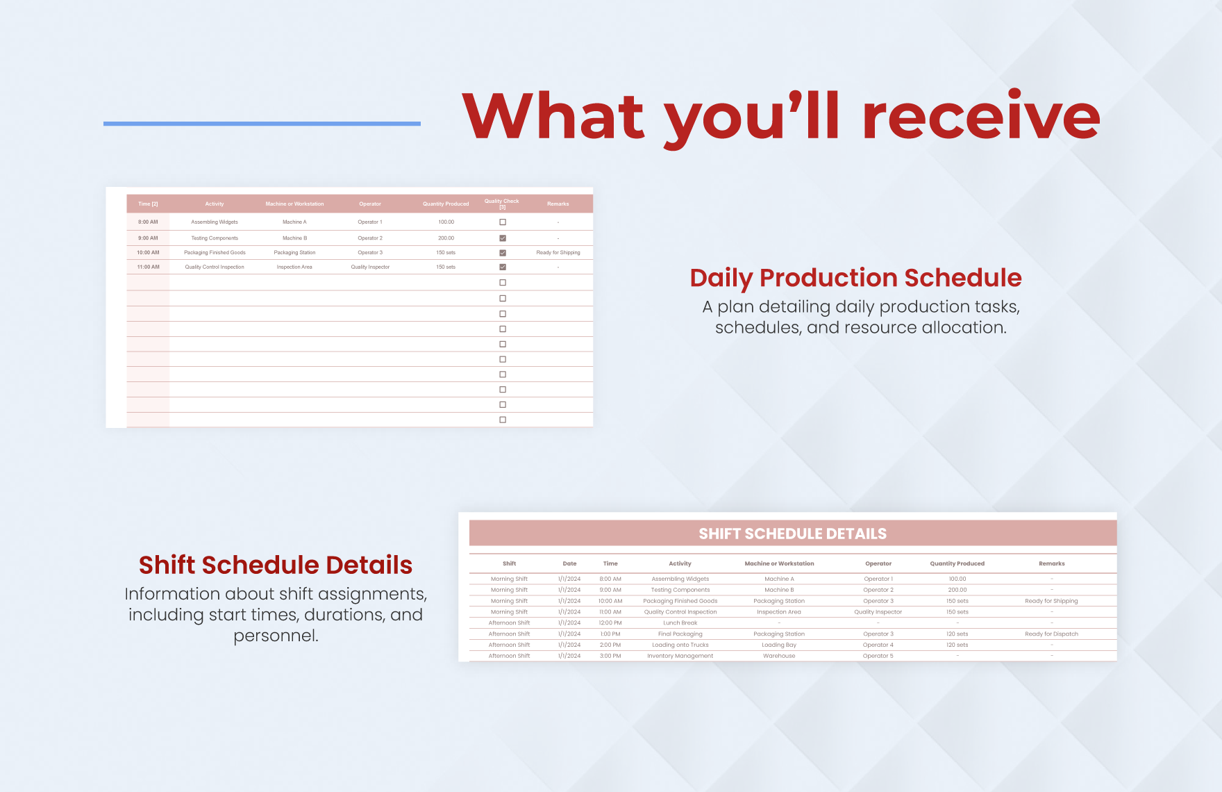 Daily Production Schedule Template