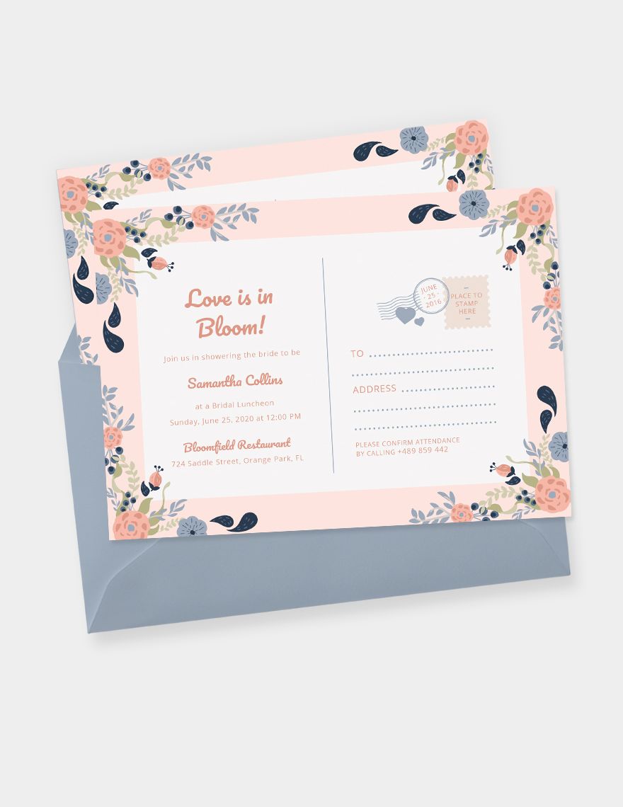 Bridal Shower Postcard invitation Template