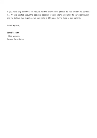 Free Nursing Job Offer Letter  Template to Edit Online
