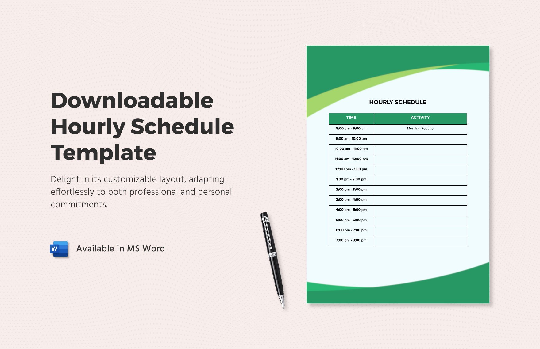 Downloadable Hourly Schedule Template