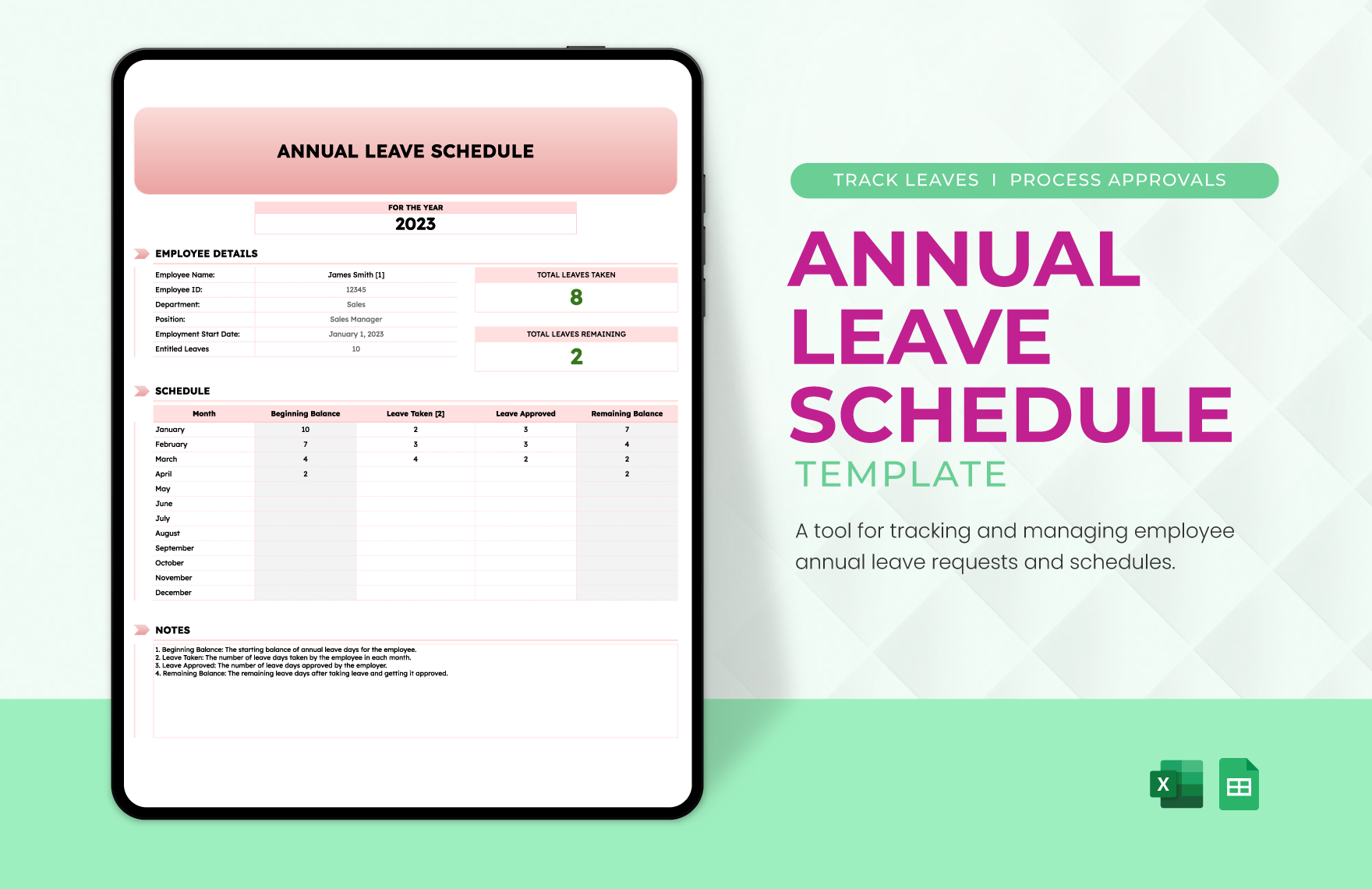 Annual Leave Schedule Template