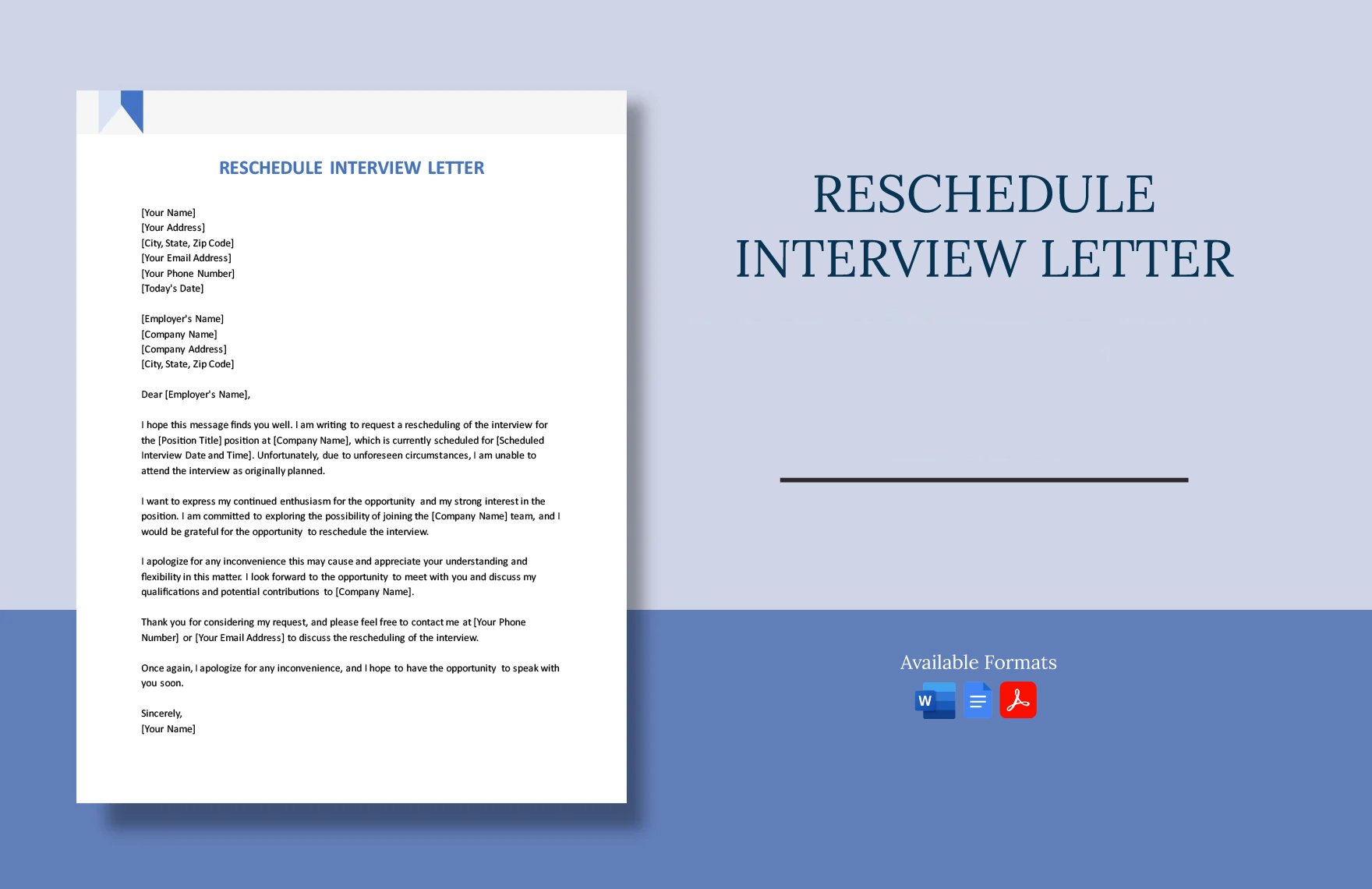 Reschedule Interview Letter in Word, Google Docs, PDF