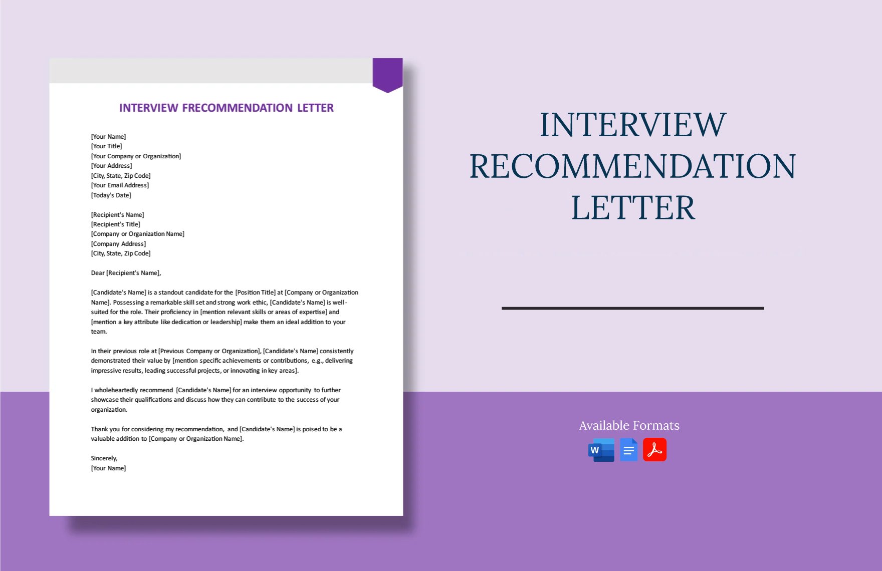 Interview Recommendation Letter in Word, Google Docs, PDF