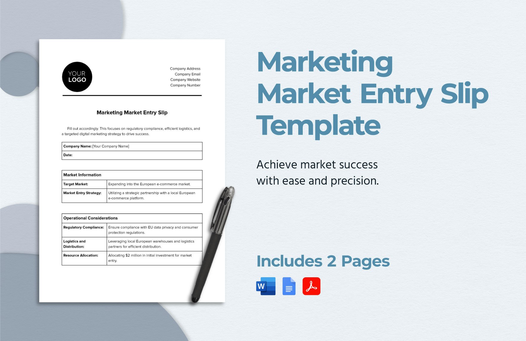 Marketing Market Entry Slip Template in Word, Google Docs, PDF