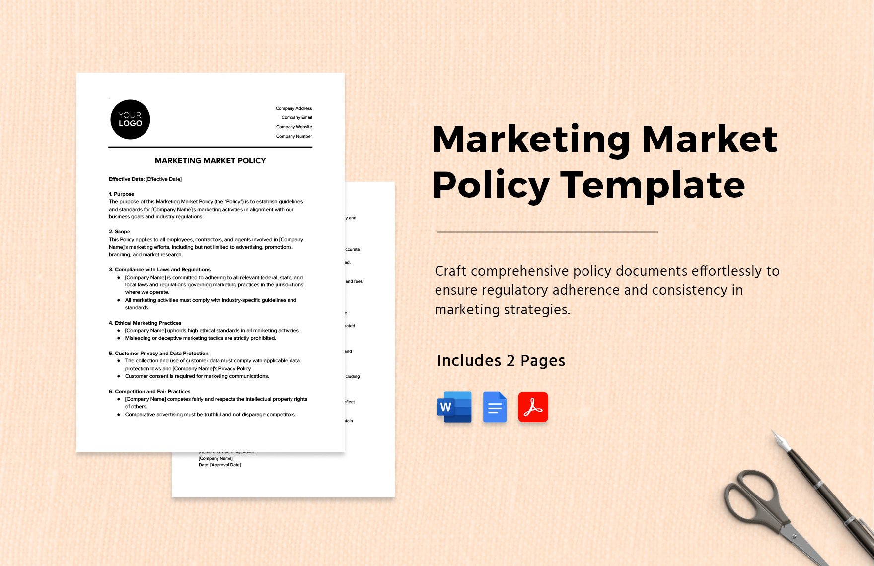 Marketing Market Policy Template in Word, Google Docs, PDF