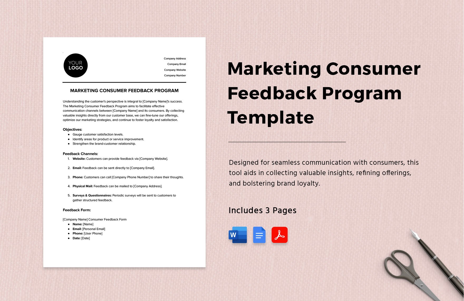 Marketing Consumer Feedback Program Template in Word, Google Docs, PDF
