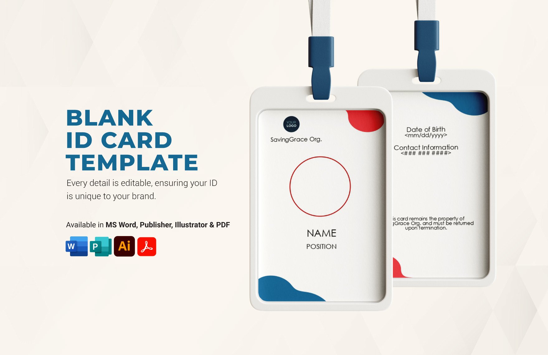 Blank ID Card Template in Word, PDF, Illustrator, Publisher