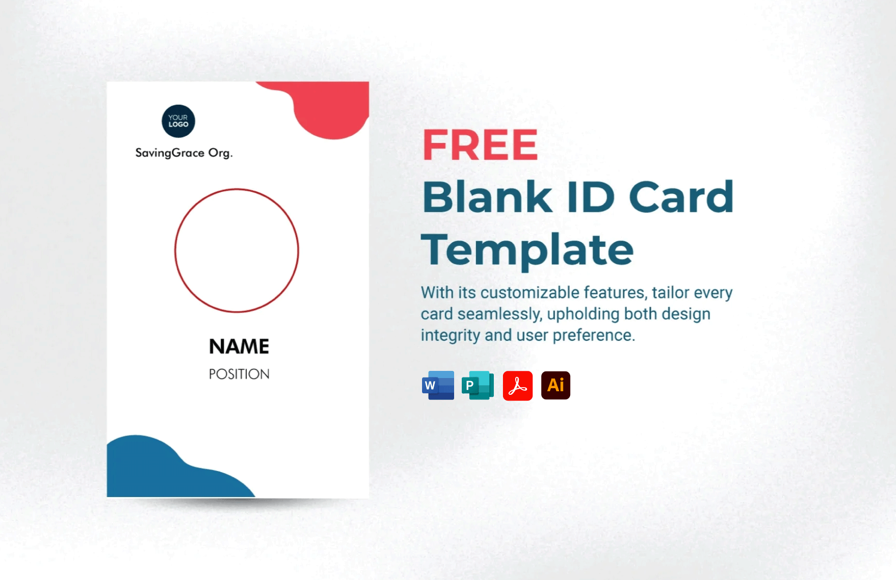 Vertical Blank ID Card Template in Publisher, Illustrator, MS Word, Pages -  Download