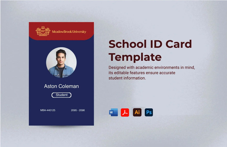School ID Card Template in Word, PDF, Illustrator, PSD