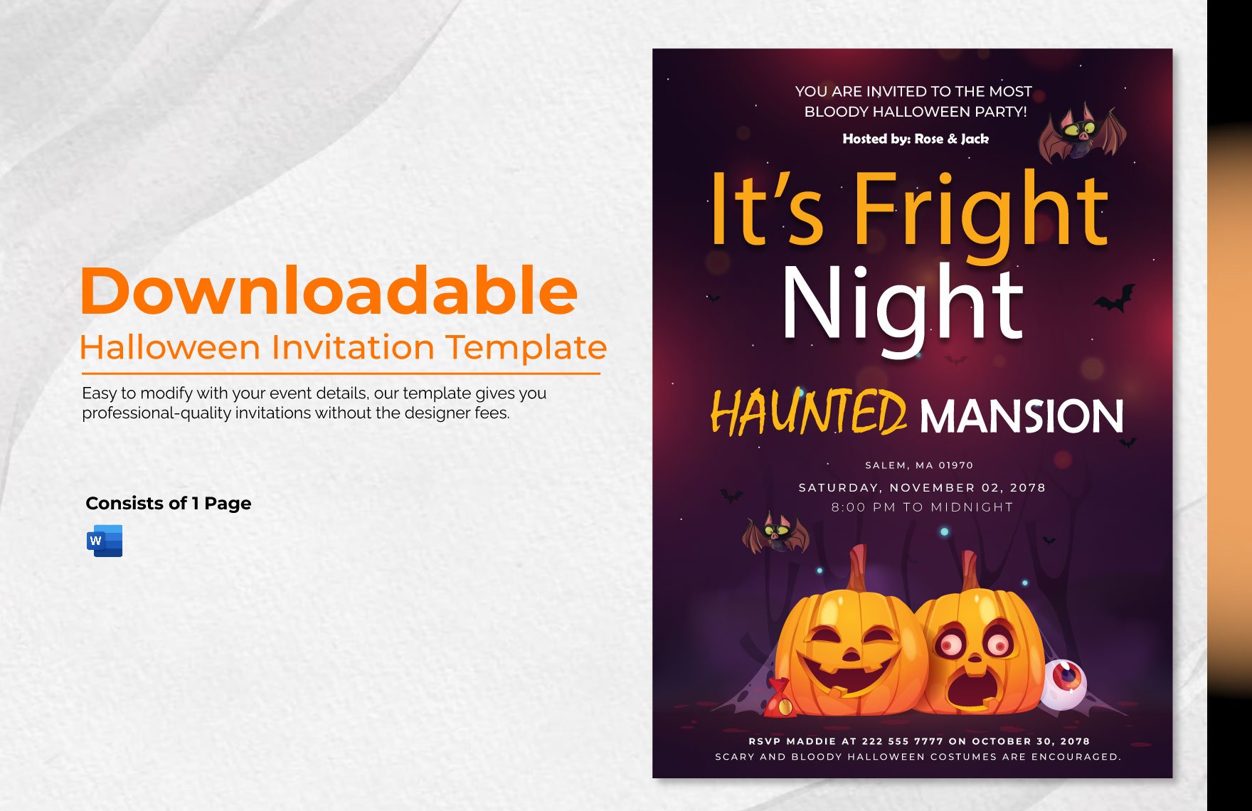 Free Downloadable Halloween Invitation Template