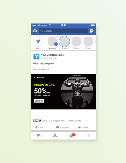 Free Gym Facebook Ad Banner Template to Edit Online
