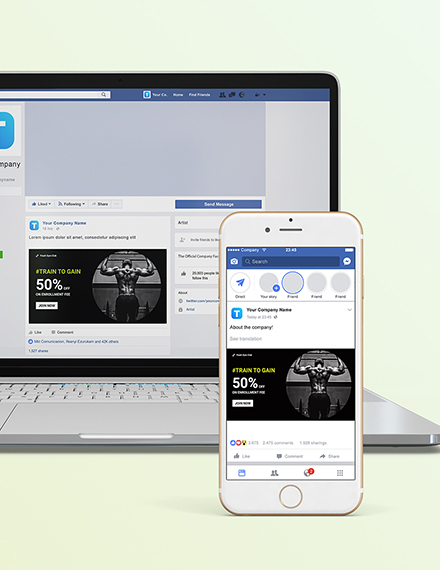 Free Gym Facebook Ad Banner Template to Edit Online