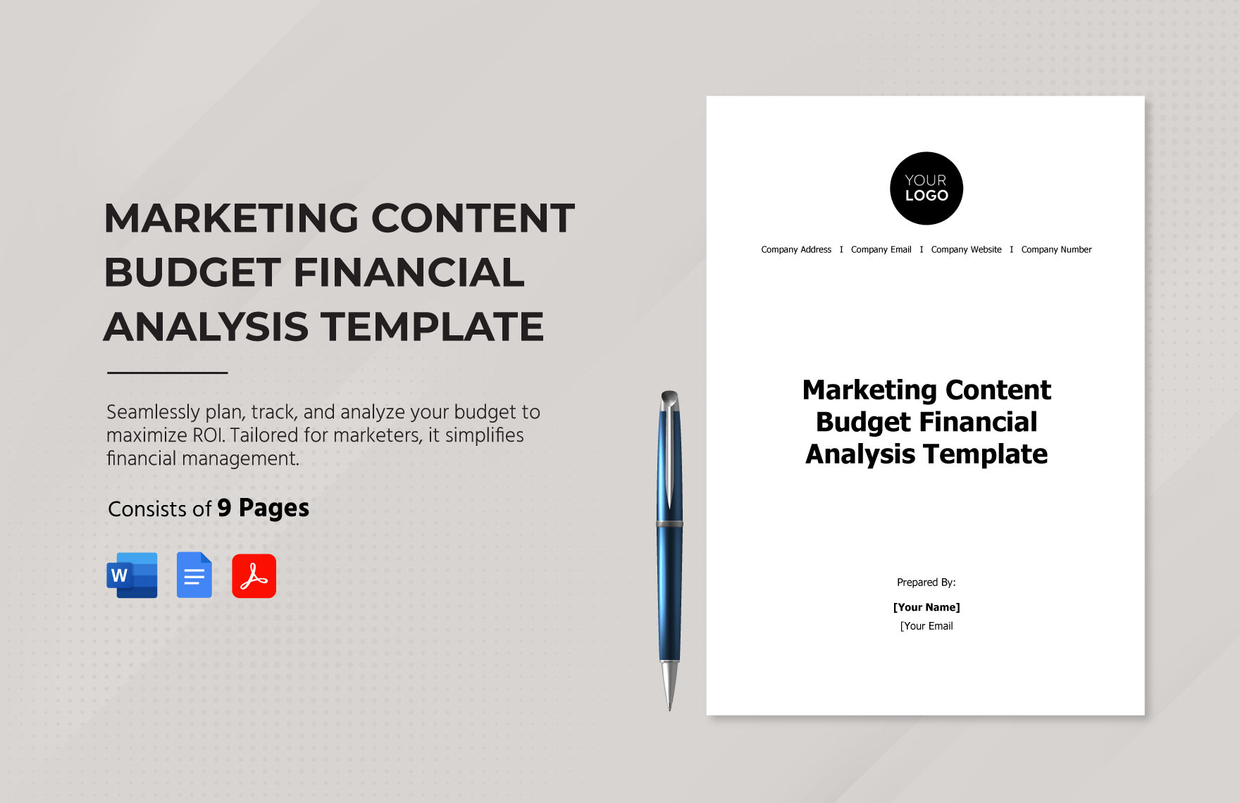 Marketing Content Budget Financial Analysis Template in Word, Google Docs, PDF