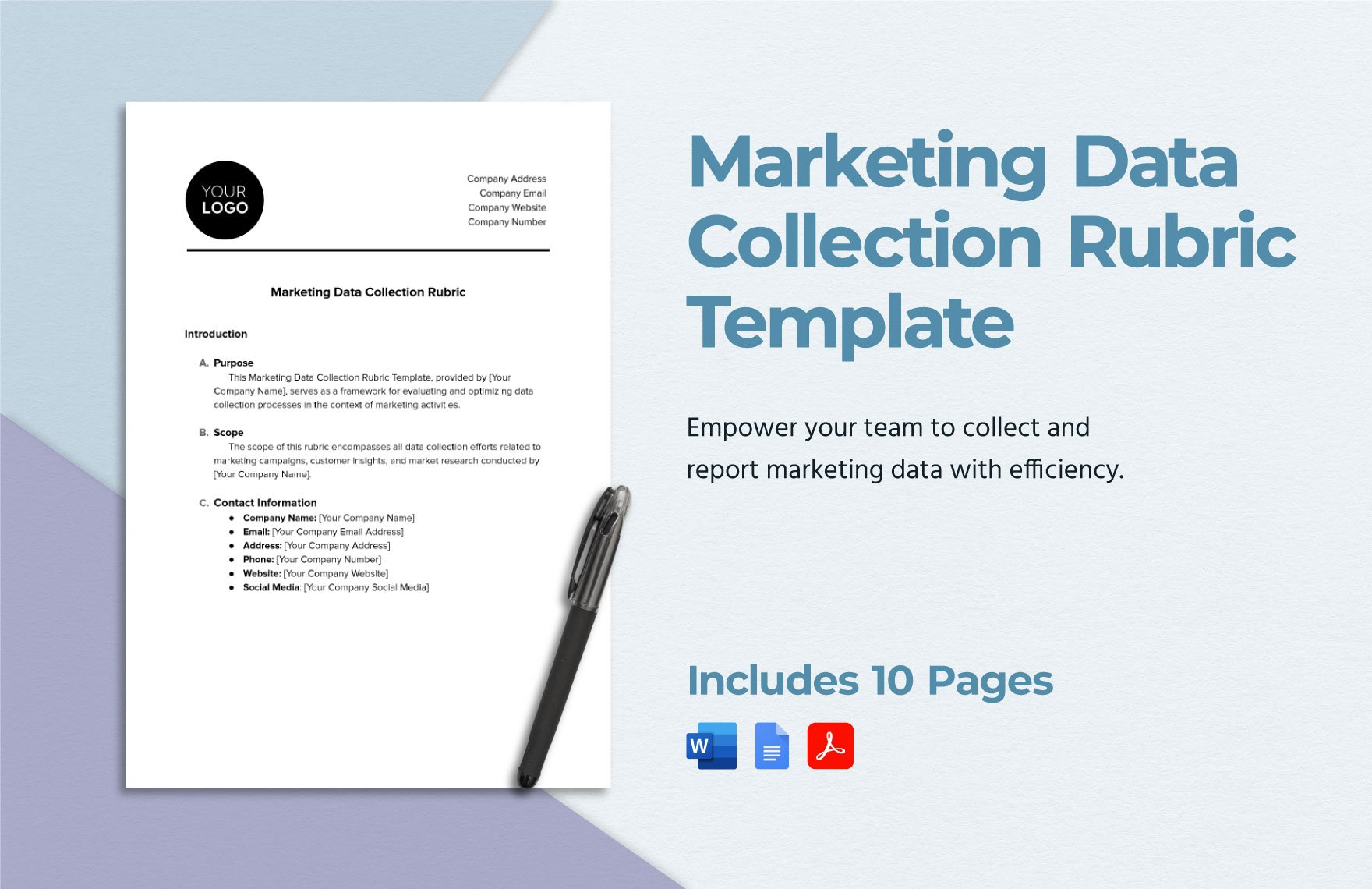 Marketing Data Collection Rubric Template in Word, Google Docs, PDF