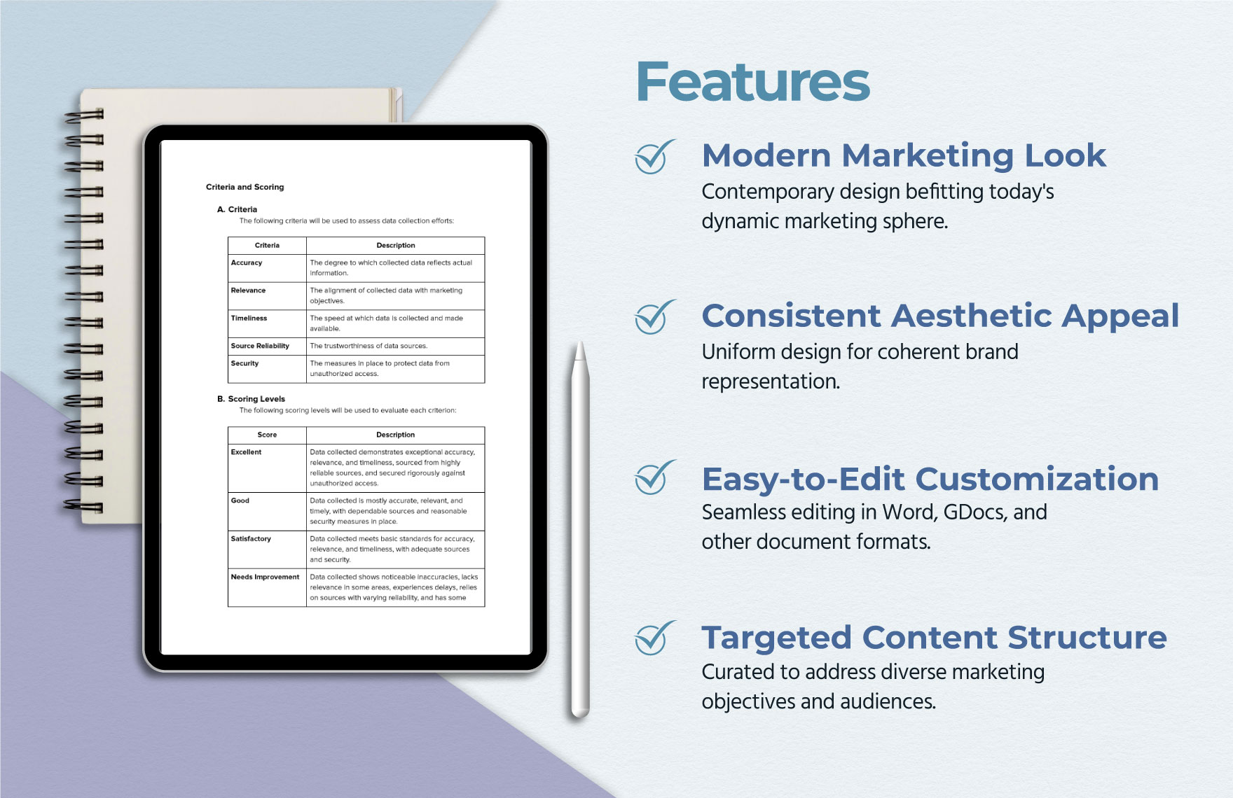 Marketing Data Collection Rubric Template
