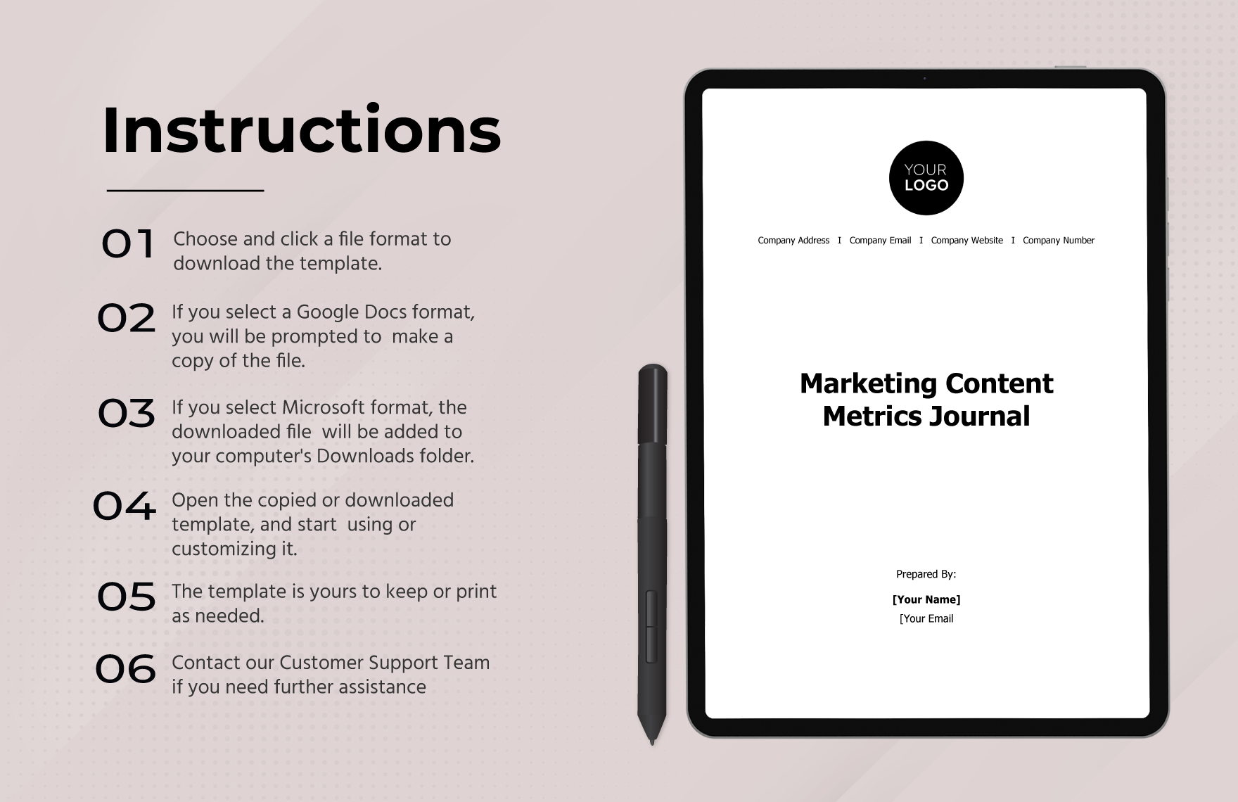 Marketing Content Metrics Journal Template