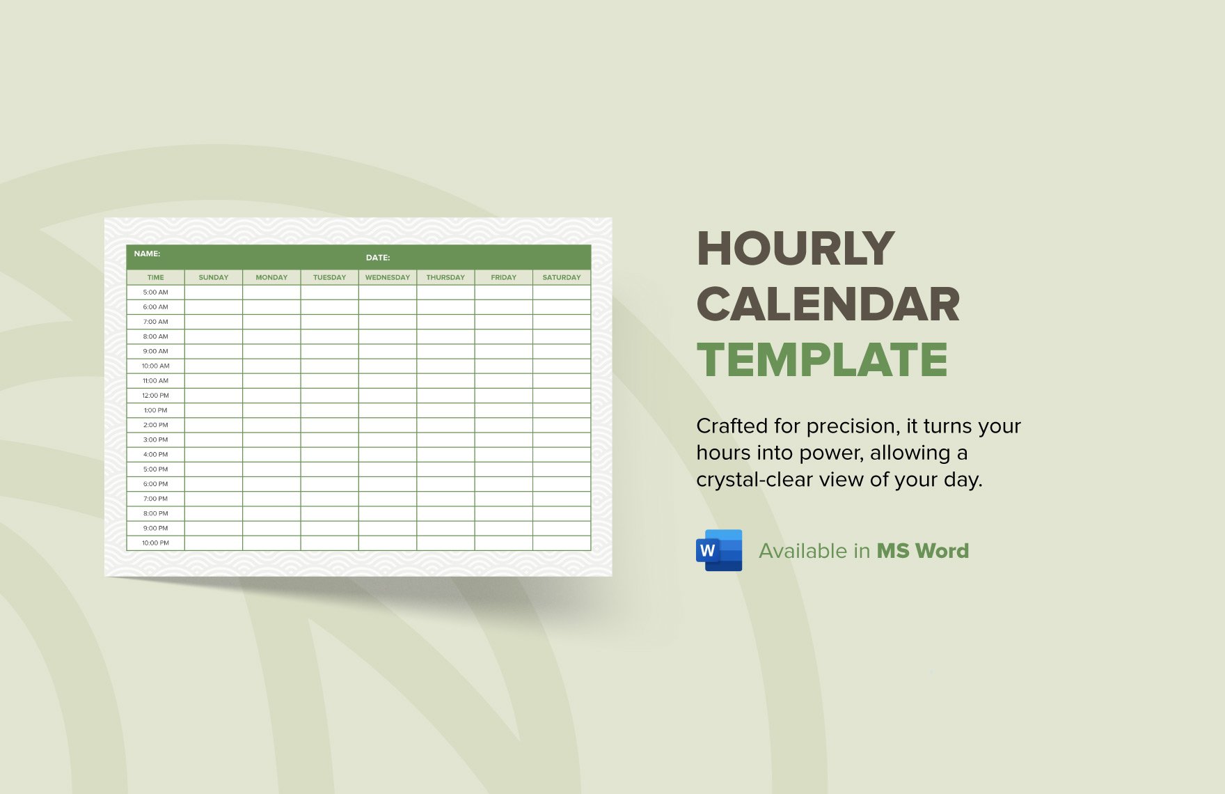 Free Hourly Calendar Template in Word