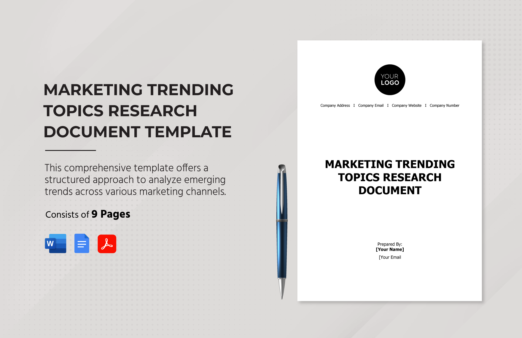 Marketing Trending Topics Research Document Template in Word, Google Docs, PDF
