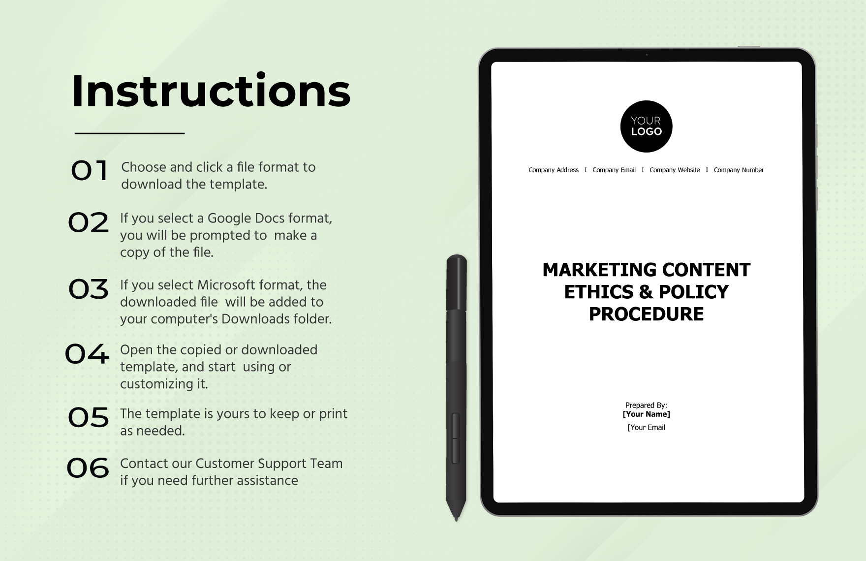 Marketing Content Ethics & Policy Procedure Template