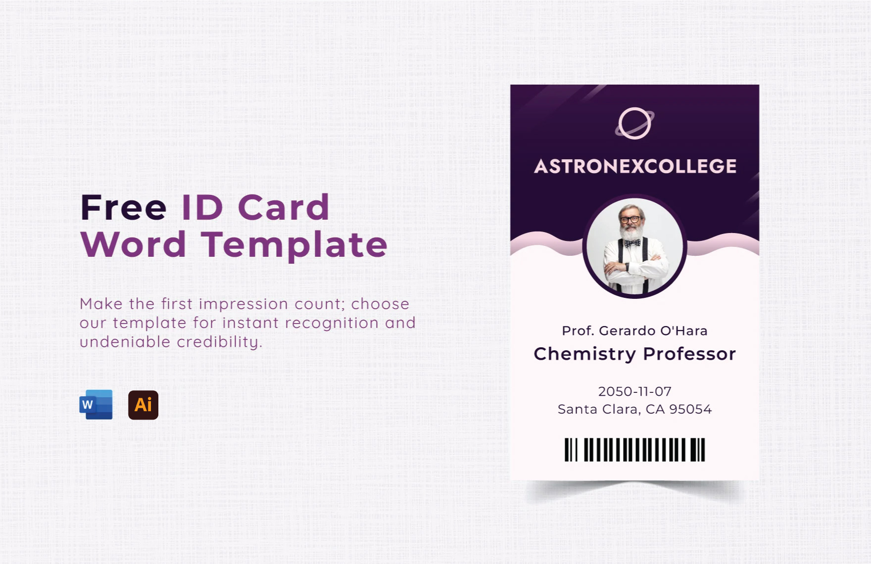 Free ID Card Word Template in Word, Illustrator