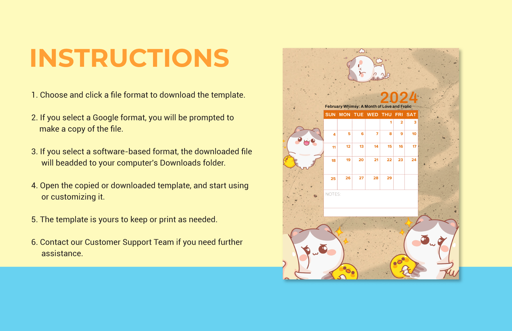 Cute Calendar Template