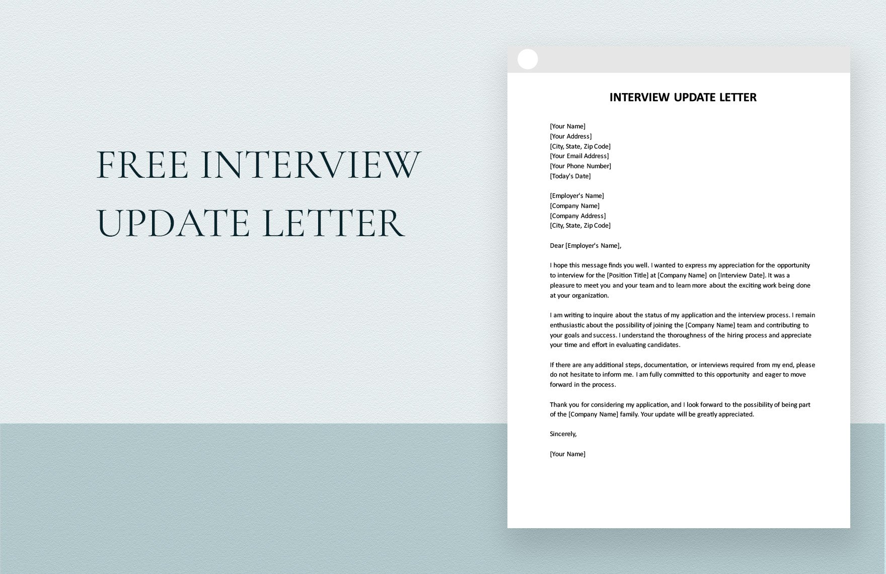 Free Interview Update Letter