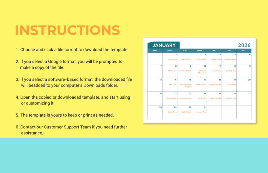 Activity Calendar Template