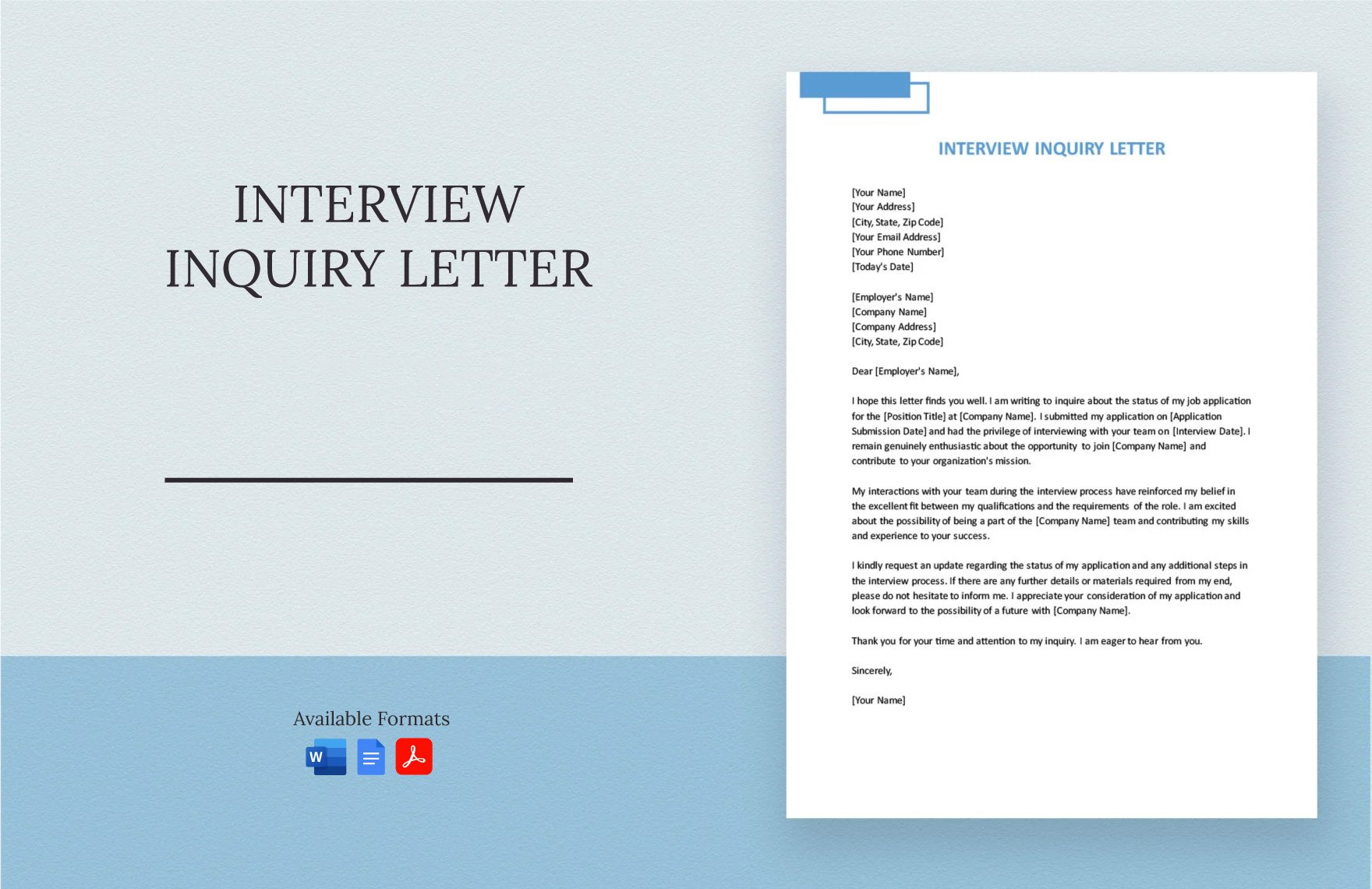 Interview Inquiry Letter in Word, Google Docs, PDF
