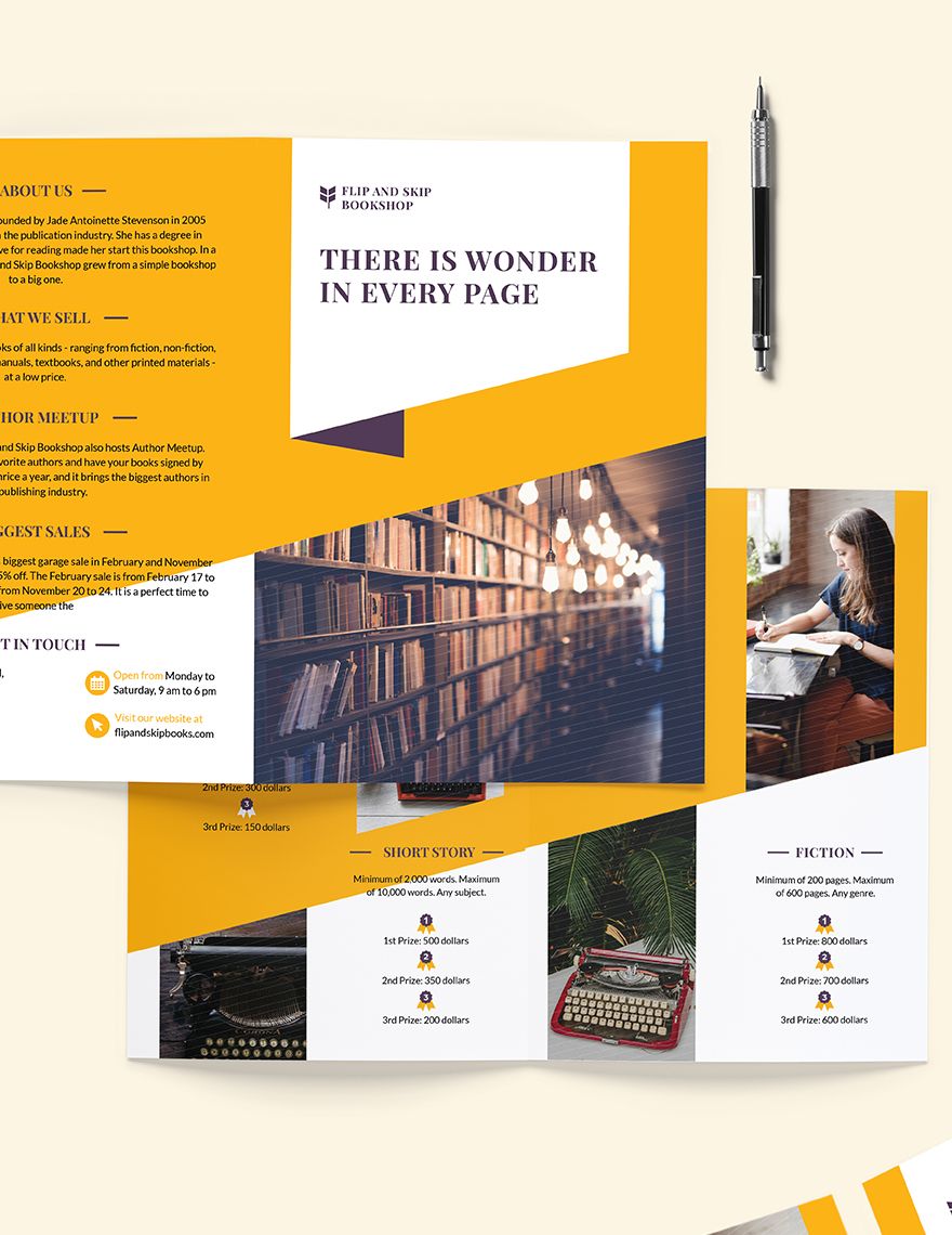 Book Store Bi-Fold Brochure Template