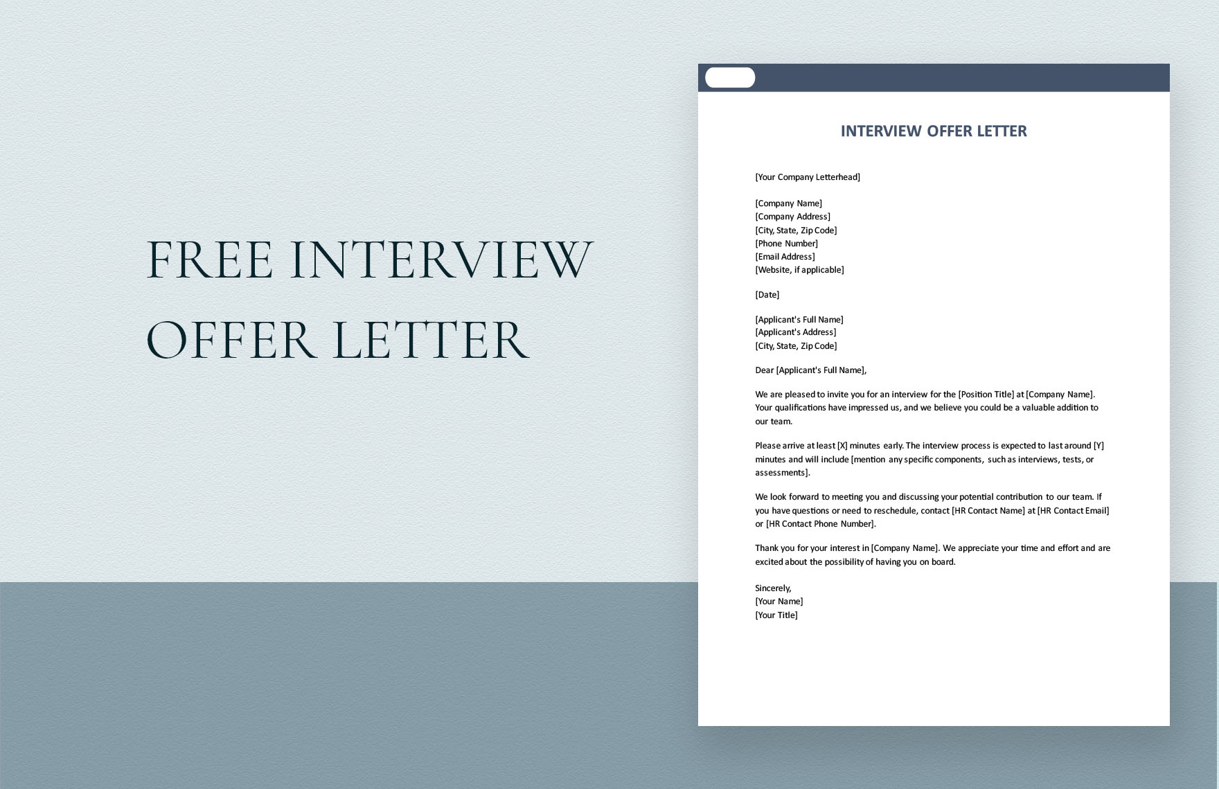 Free Interview Offer Letter