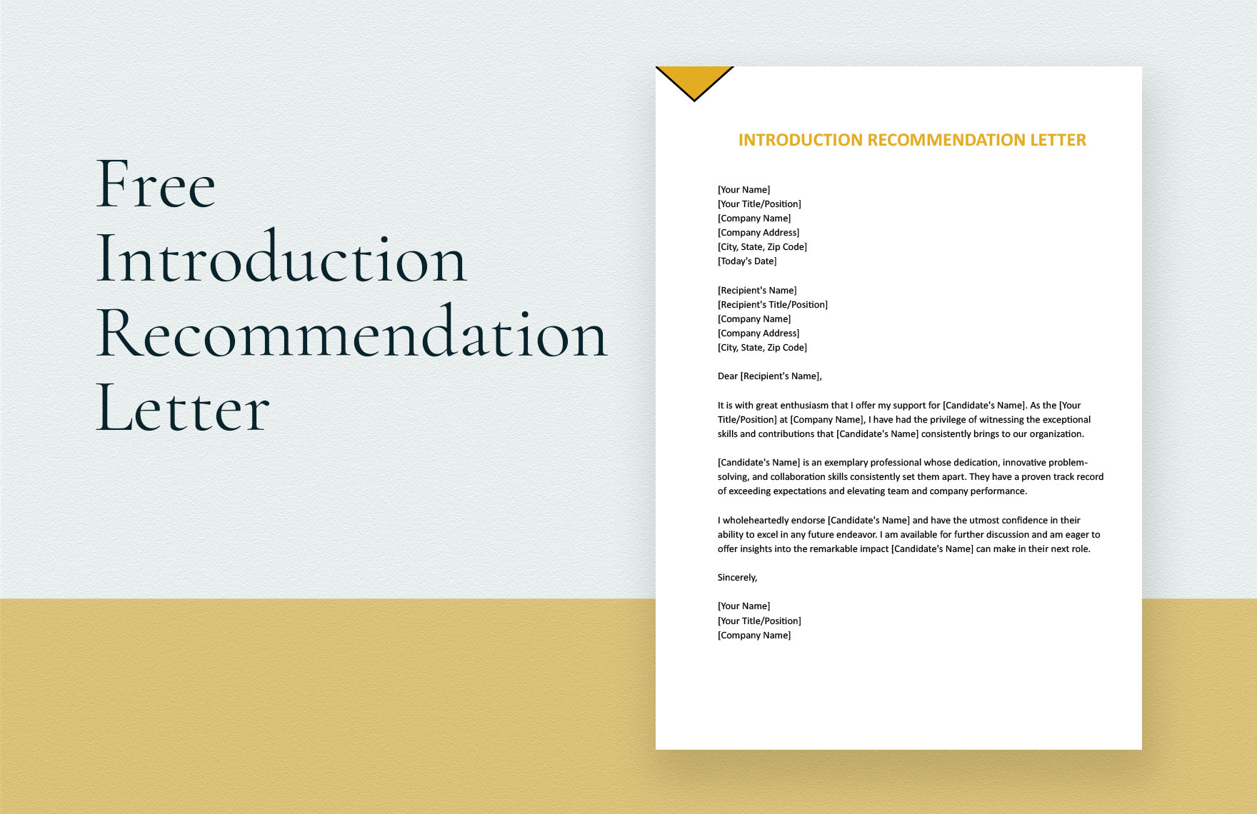 Free Introduction Recommendation Letter