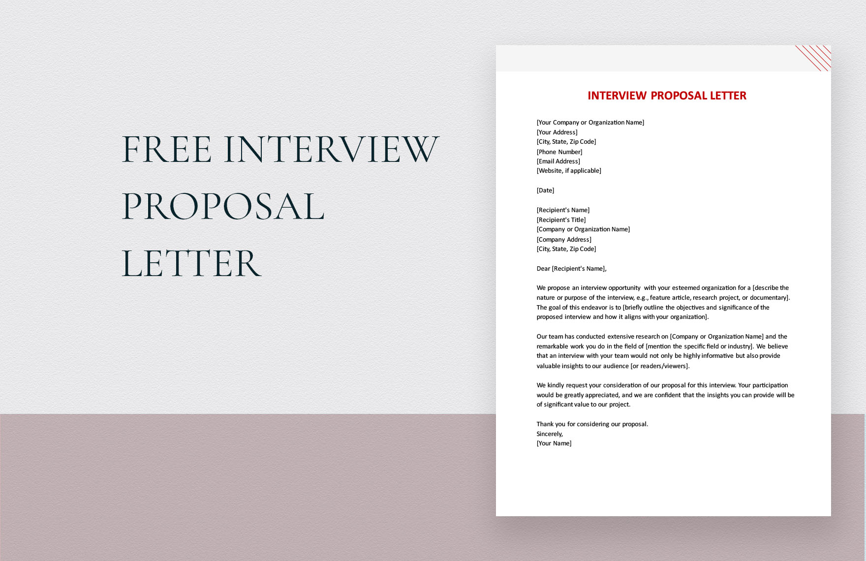 Free Interview Proposal Letter