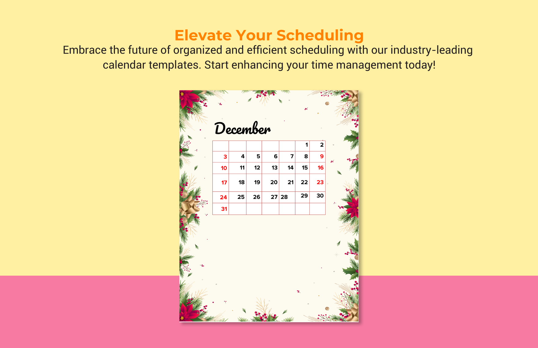 Free Christmas Calendar Template Download in Word, Google Docs, PDF