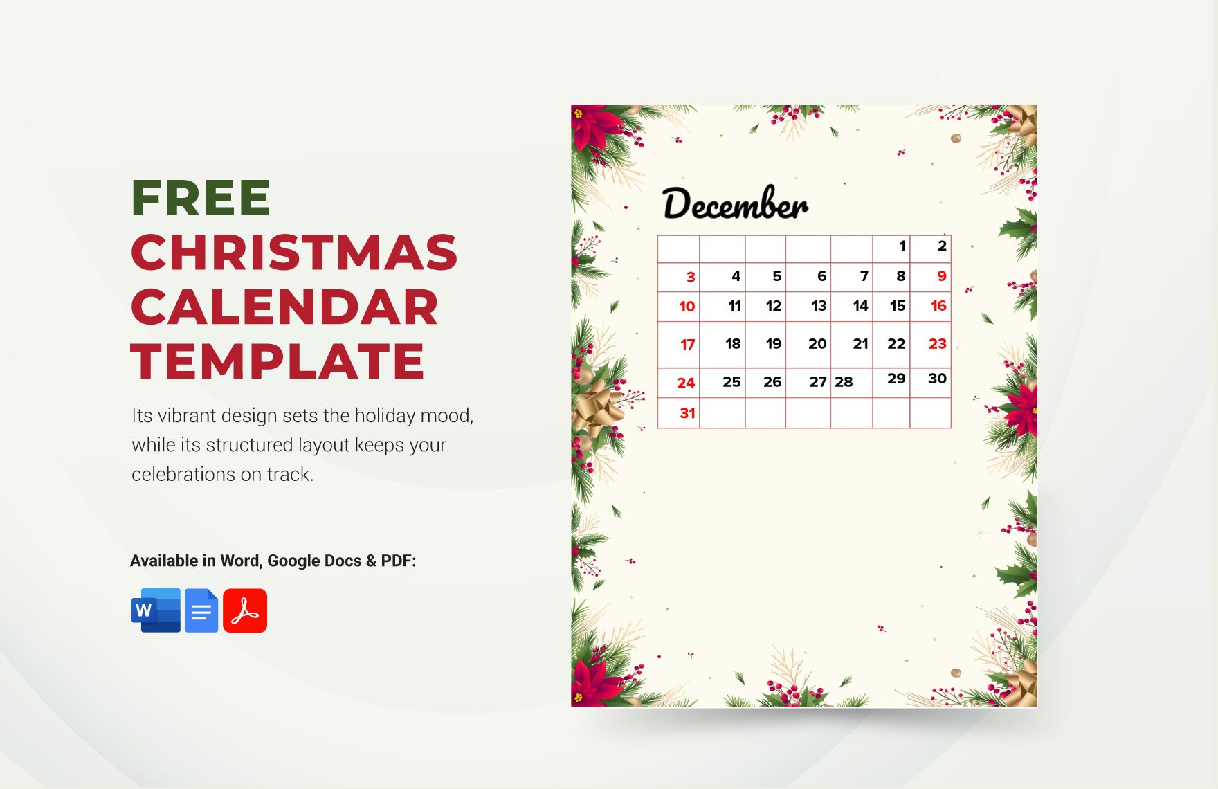 Christmas Calendar Template