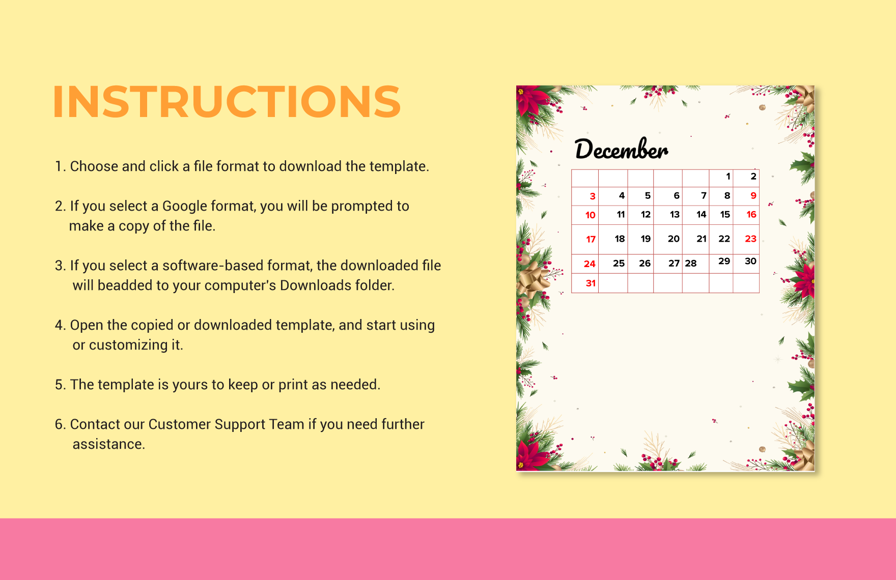 Free Christmas Calendar Template Download in Word, Google Docs, PDF