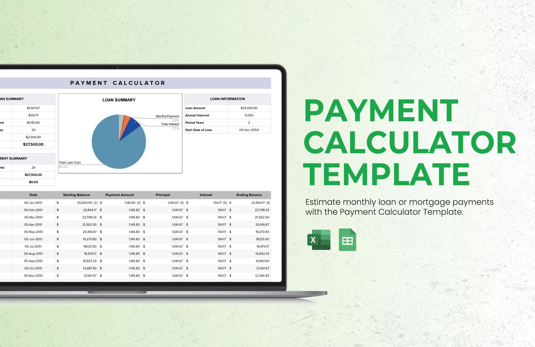 Free Payment Calculator Template in Excel, Google Sheets