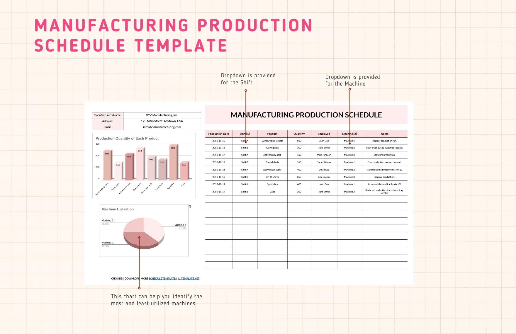 Manufacturing Production Schedule Template