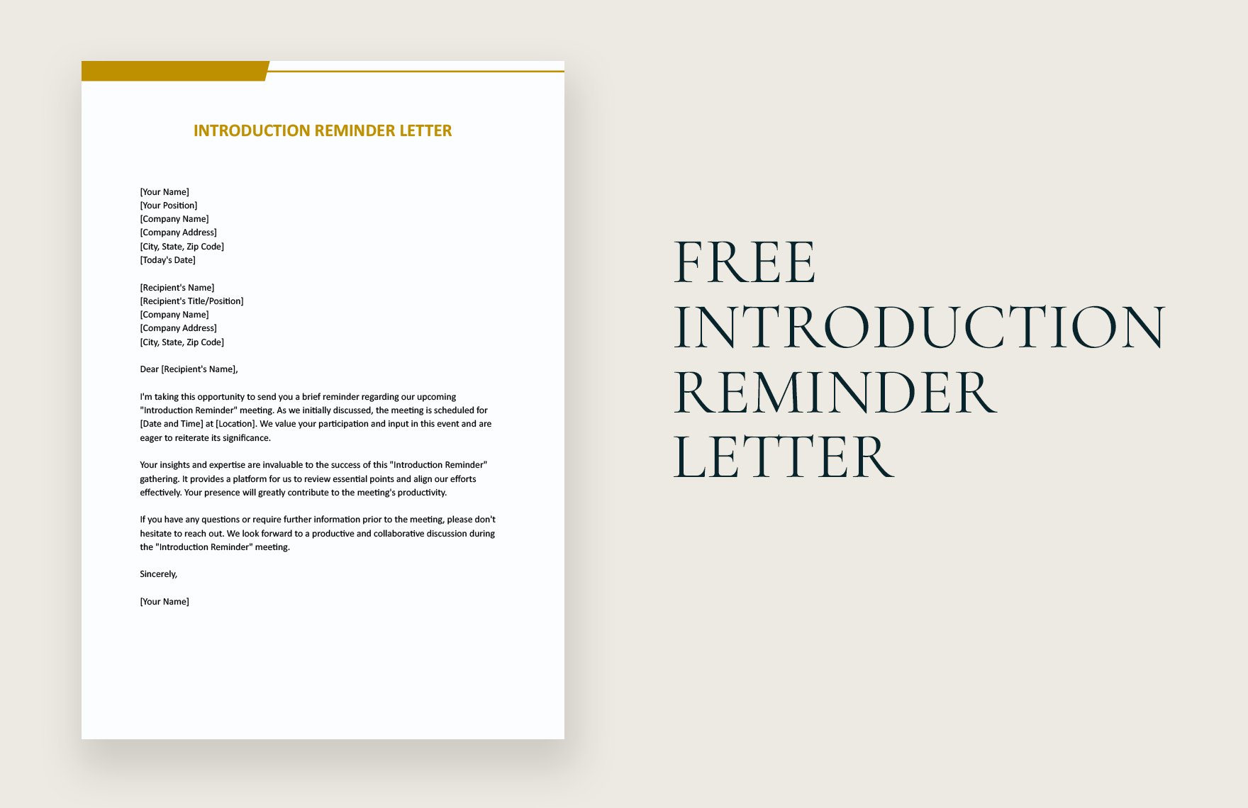 Free Introduction Reminder Letter