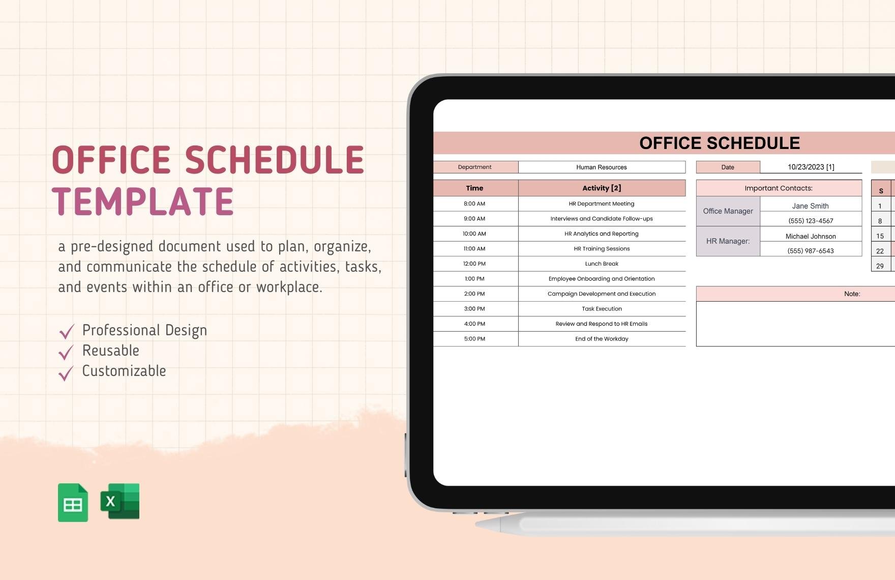 Office Schedule Template