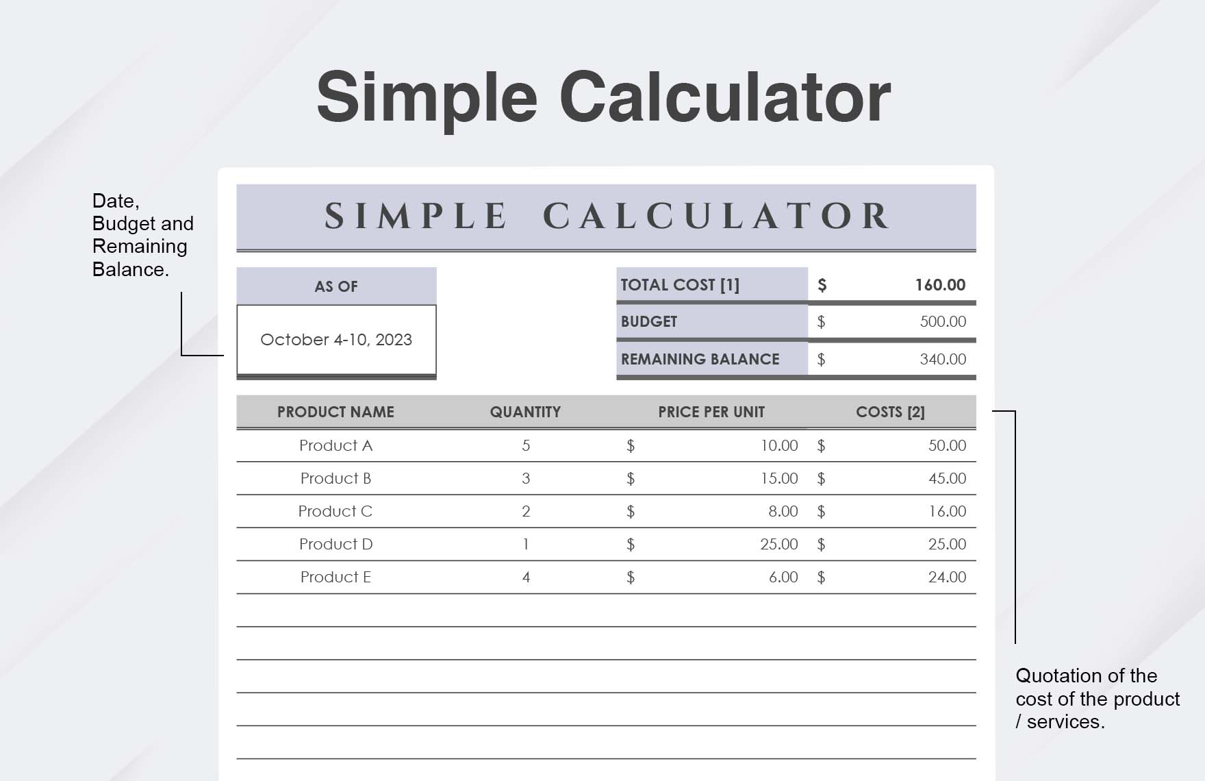 Simple Calculator Template