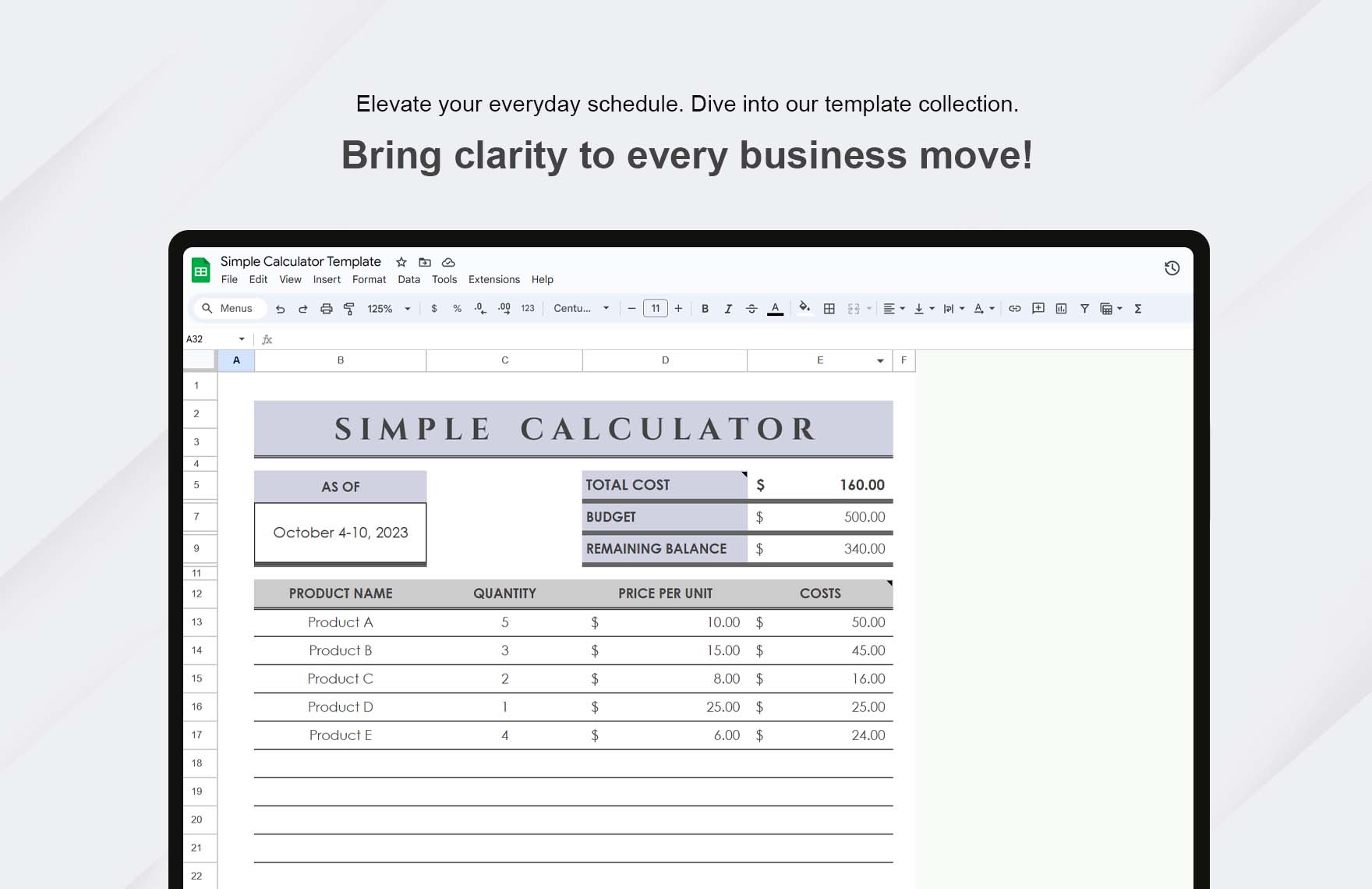 Simple Calculator Template in Excel, Google Sheets - Download ...